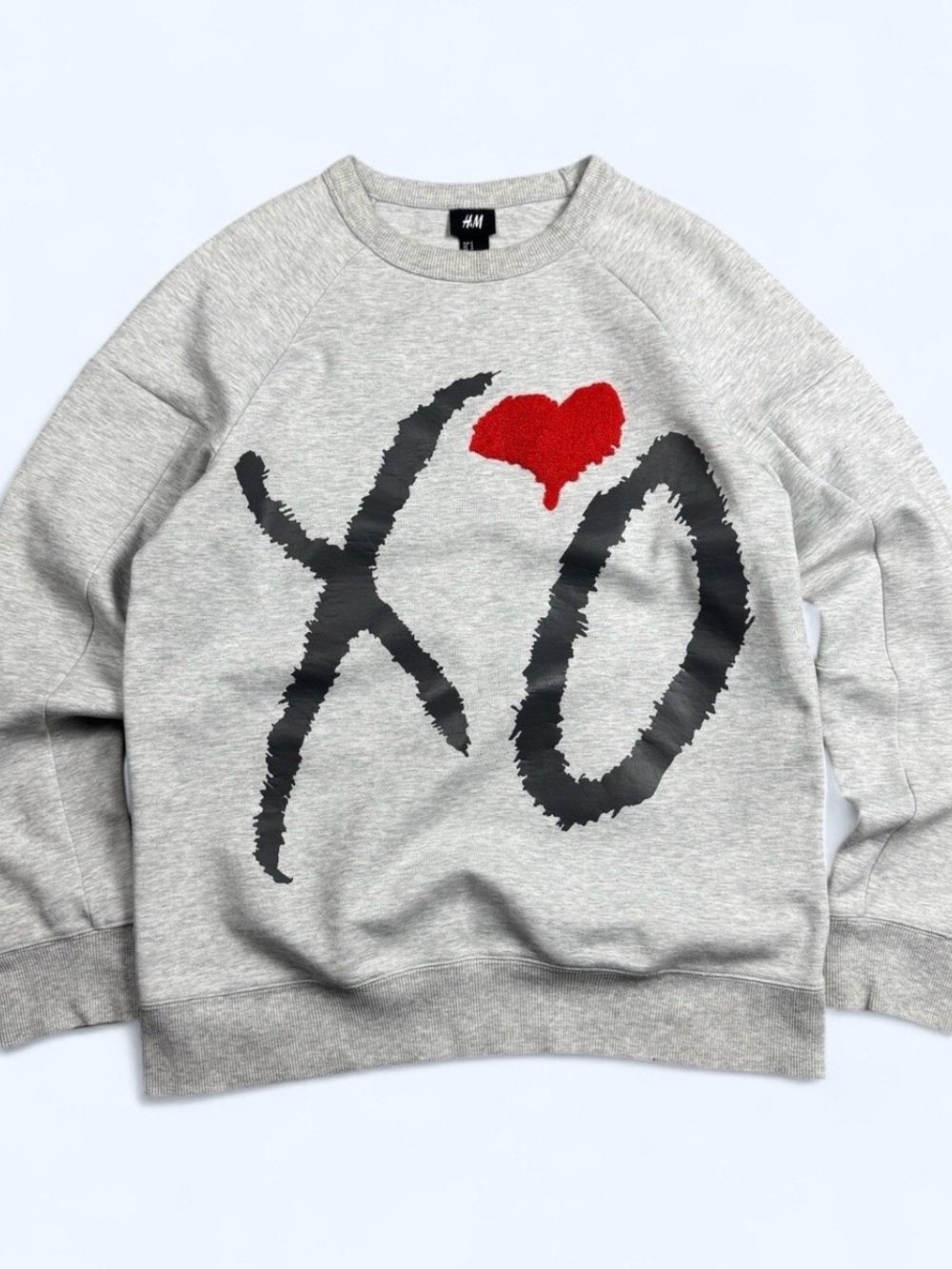 H&M x The Weeknd Crewneck Sweatshirt with 'XO' Graphic and Red Knit Heart